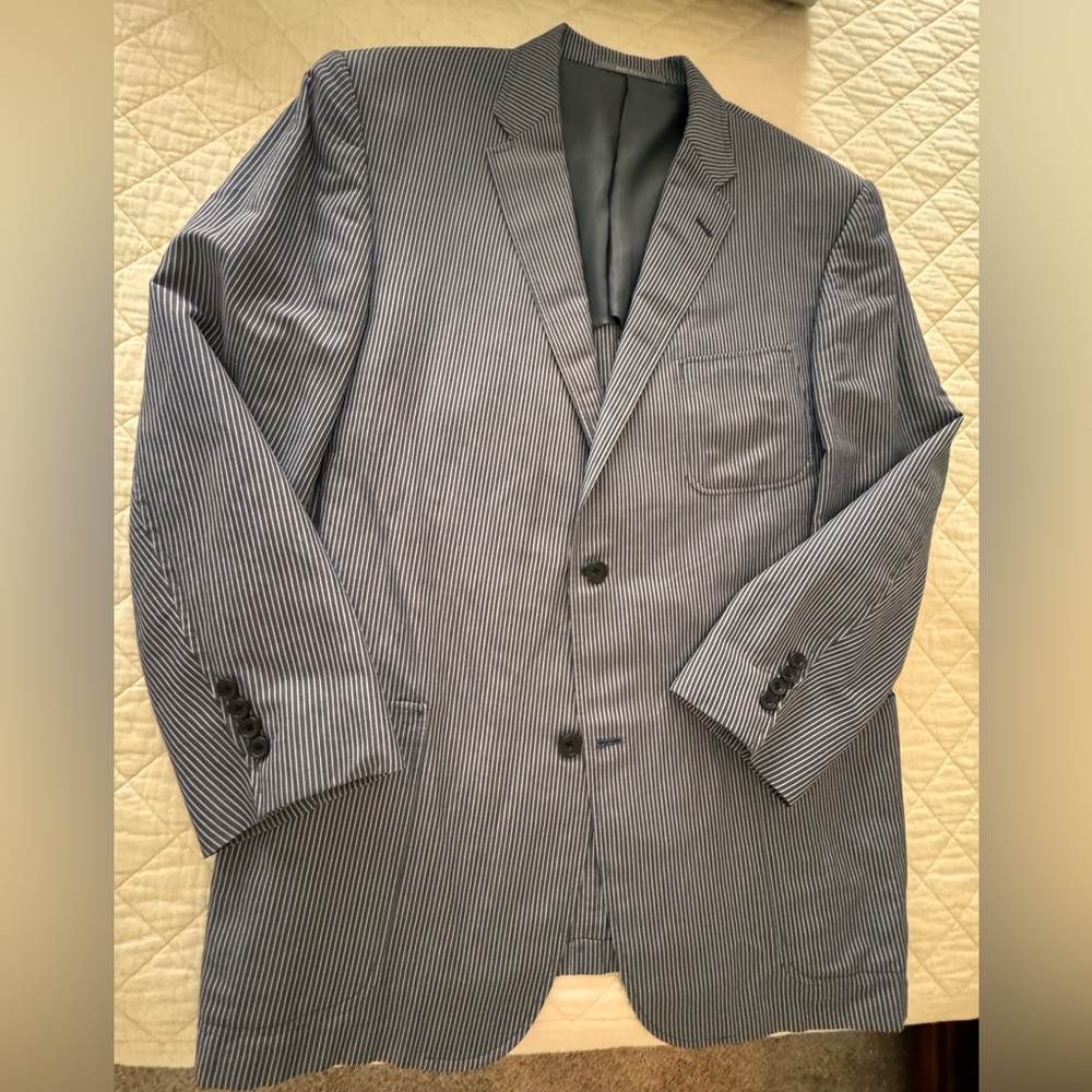 Men's Striped Hickey Freeman Summer Blazer - Navy and White